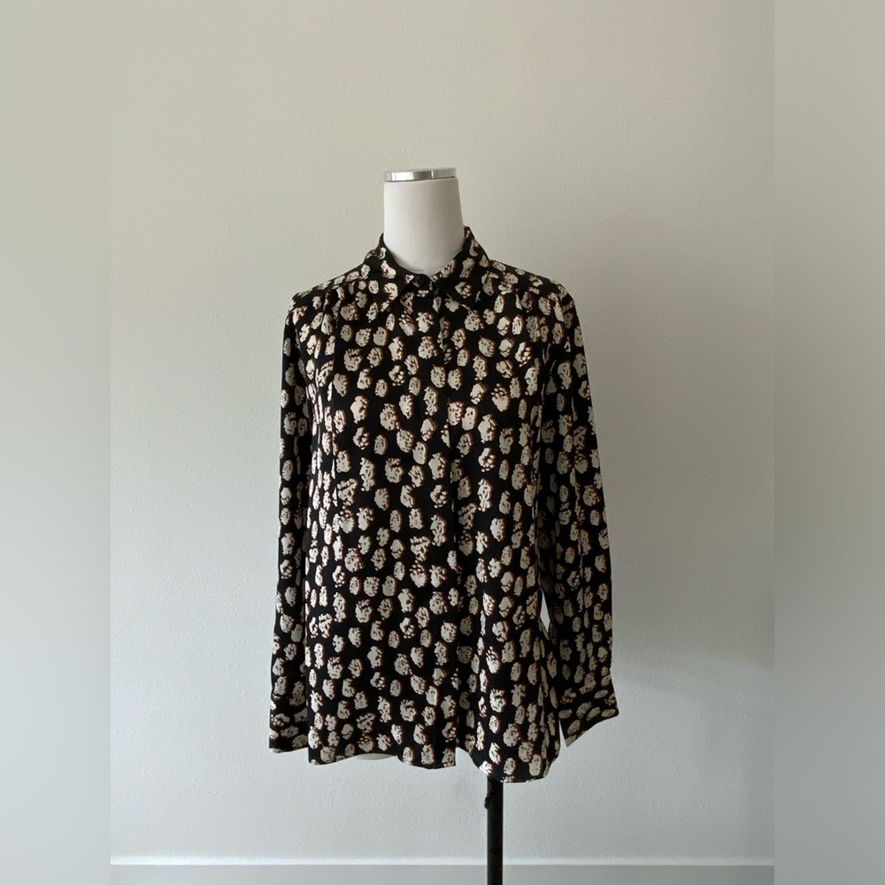 TOPSHOP Printed Long Sleeve Button Down, Women’s US 6